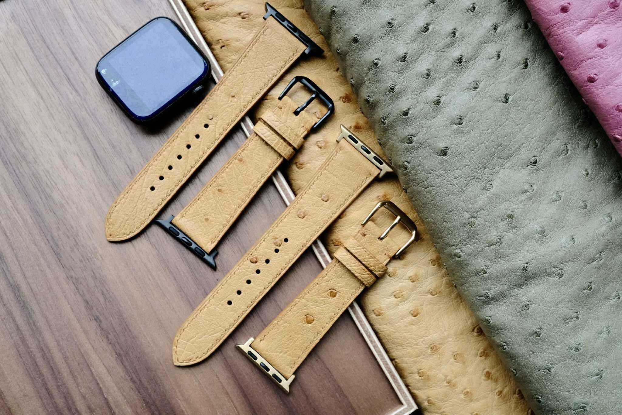 高級革時計ベルトKlein karoo オーストリッチ革時計ベルトアップルウォッチ時計バンド1枚目の画像